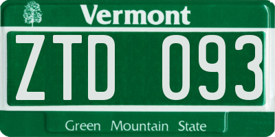 VT license plate ZTD093