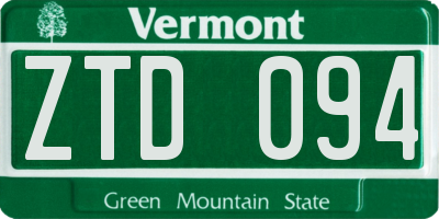 VT license plate ZTD094