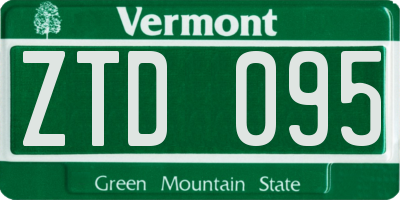 VT license plate ZTD095