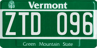 VT license plate ZTD096