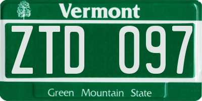 VT license plate ZTD097