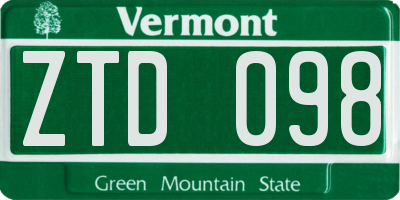 VT license plate ZTD098