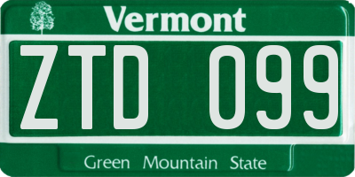 VT license plate ZTD099