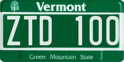 VT license plate ZTD100