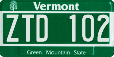 VT license plate ZTD102