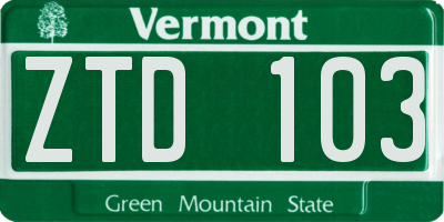 VT license plate ZTD103