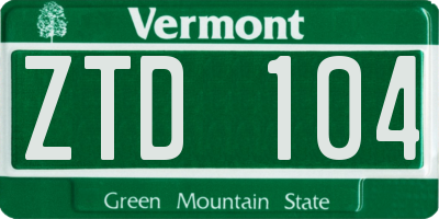 VT license plate ZTD104
