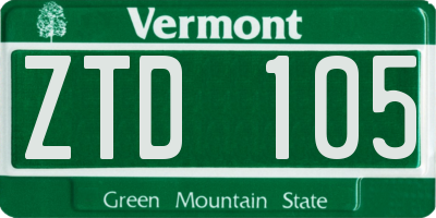 VT license plate ZTD105
