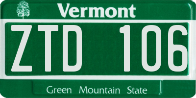 VT license plate ZTD106
