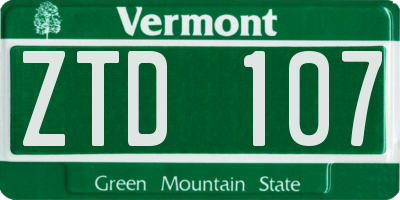 VT license plate ZTD107