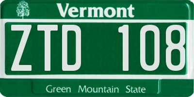 VT license plate ZTD108