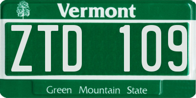 VT license plate ZTD109