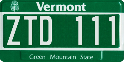 VT license plate ZTD111