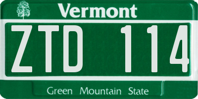 VT license plate ZTD114