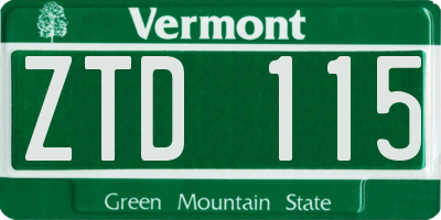 VT license plate ZTD115