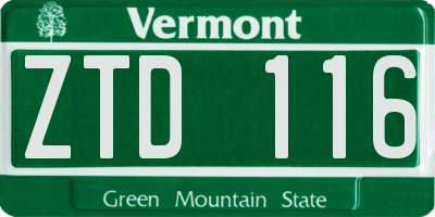 VT license plate ZTD116