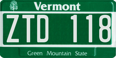 VT license plate ZTD118