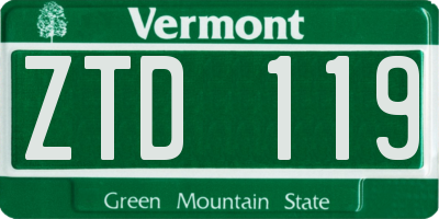 VT license plate ZTD119