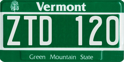 VT license plate ZTD120