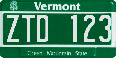 VT license plate ZTD123
