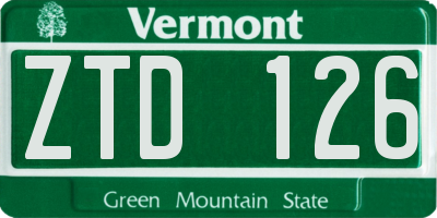 VT license plate ZTD126