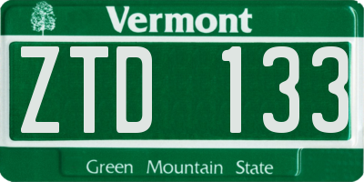 VT license plate ZTD133