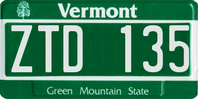 VT license plate ZTD135