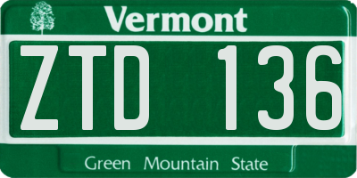 VT license plate ZTD136