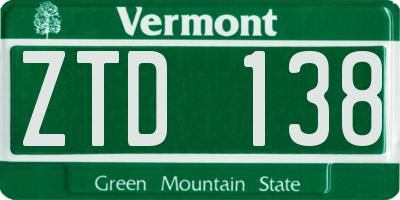 VT license plate ZTD138