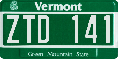 VT license plate ZTD141