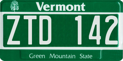 VT license plate ZTD142