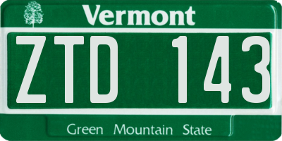 VT license plate ZTD143