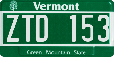VT license plate ZTD153
