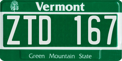 VT license plate ZTD167