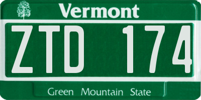 VT license plate ZTD174