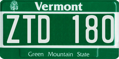 VT license plate ZTD180
