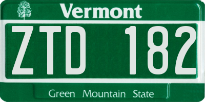 VT license plate ZTD182