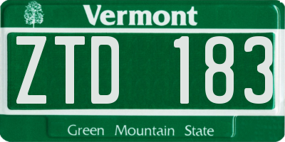 VT license plate ZTD183