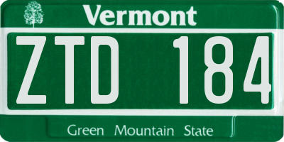 VT license plate ZTD184
