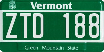 VT license plate ZTD188