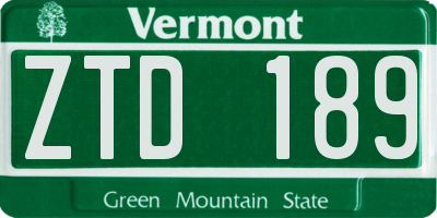 VT license plate ZTD189