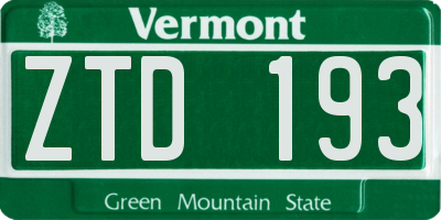 VT license plate ZTD193