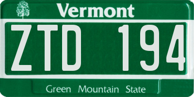 VT license plate ZTD194