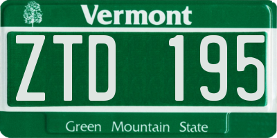 VT license plate ZTD195