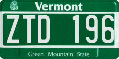 VT license plate ZTD196