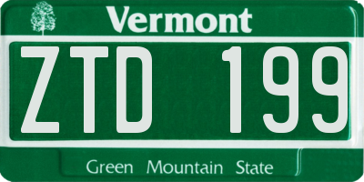 VT license plate ZTD199