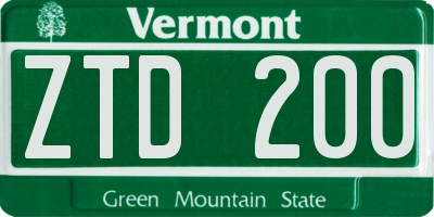 VT license plate ZTD200