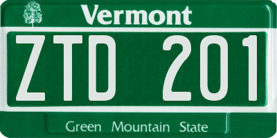 VT license plate ZTD201
