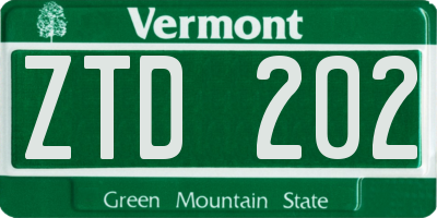 VT license plate ZTD202