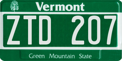 VT license plate ZTD207